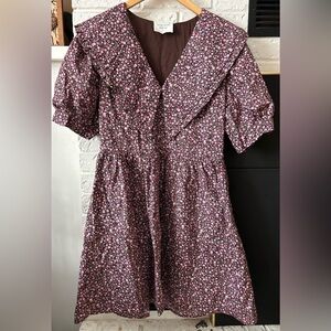 Hyacinth House (from Tuckernuck) Floral Pink and Brown Dress, women’s size M